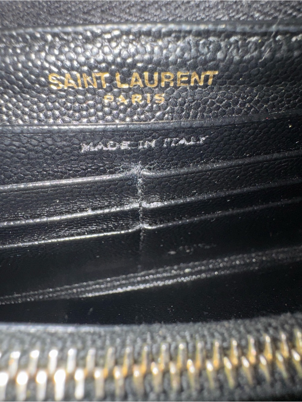 Saint Laurent Black Chevron Quilted Zip-Around Wallet with Gold YSL Emblem - Picture 4 of 6